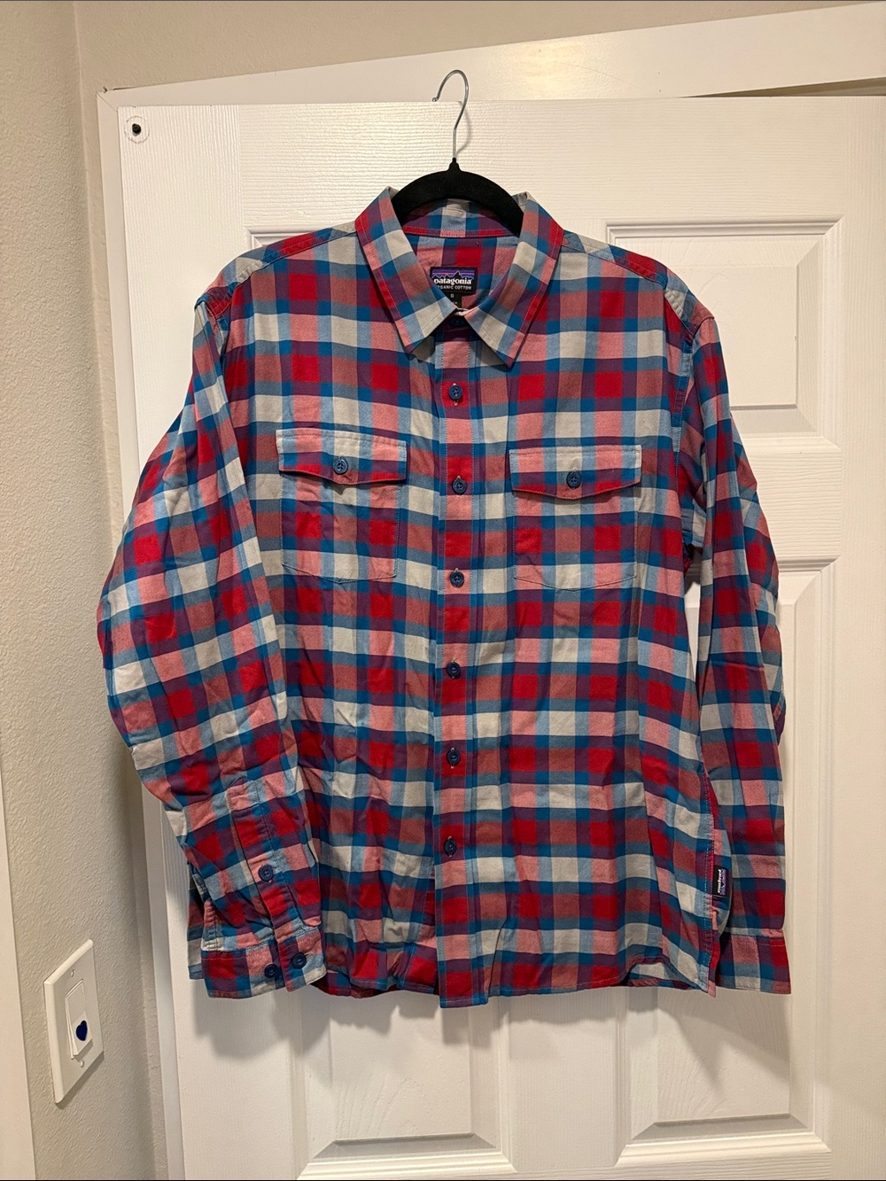 Patagonia Red, Blue & Gray Plaid Button-Down Shirt - Organic Cotton